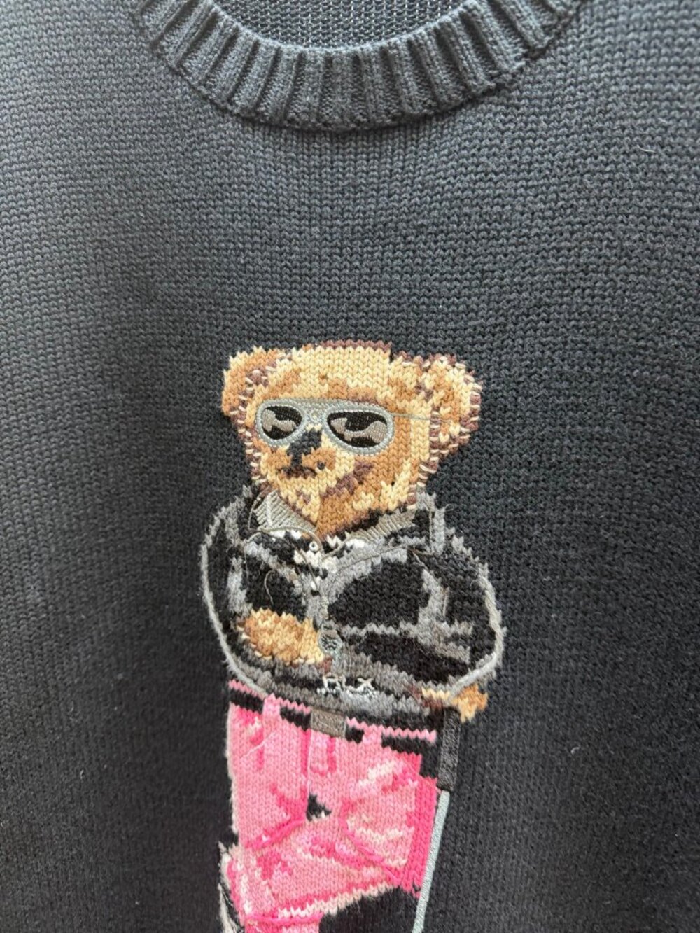 Ralph Lauren Golf Polo Bear Black Crewneck Knit Pullover Sweater - Picture 3 of 8